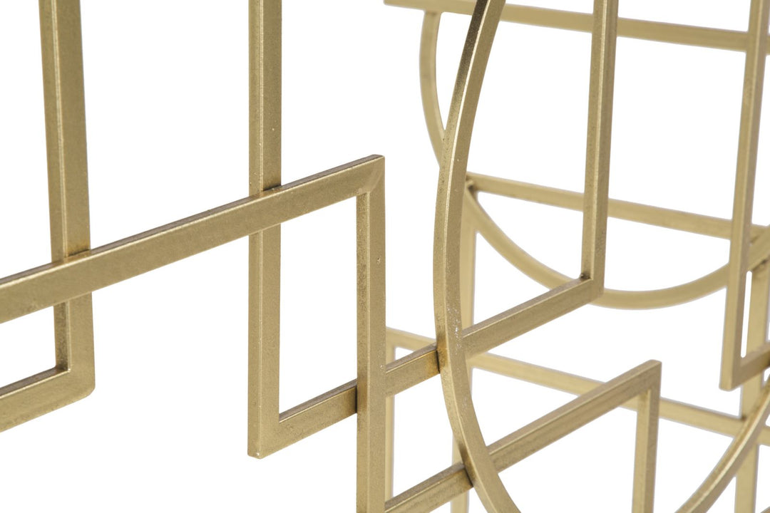 Geometrischer Konsolentisch aus Goldmetall und Glas