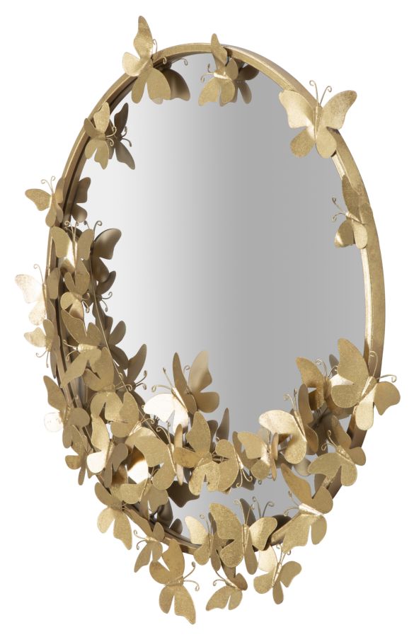 Gold Metall Schmetterling Runde Wandspiegel