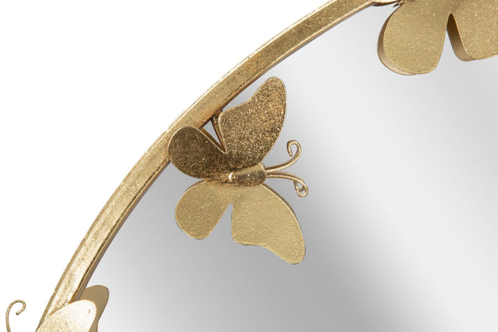 Gold Metall Schmetterling Runde Wandspiegel