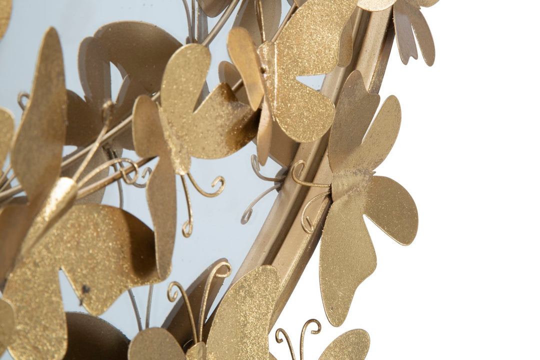 Gold Metall Schmetterling Runde Wandspiegel
