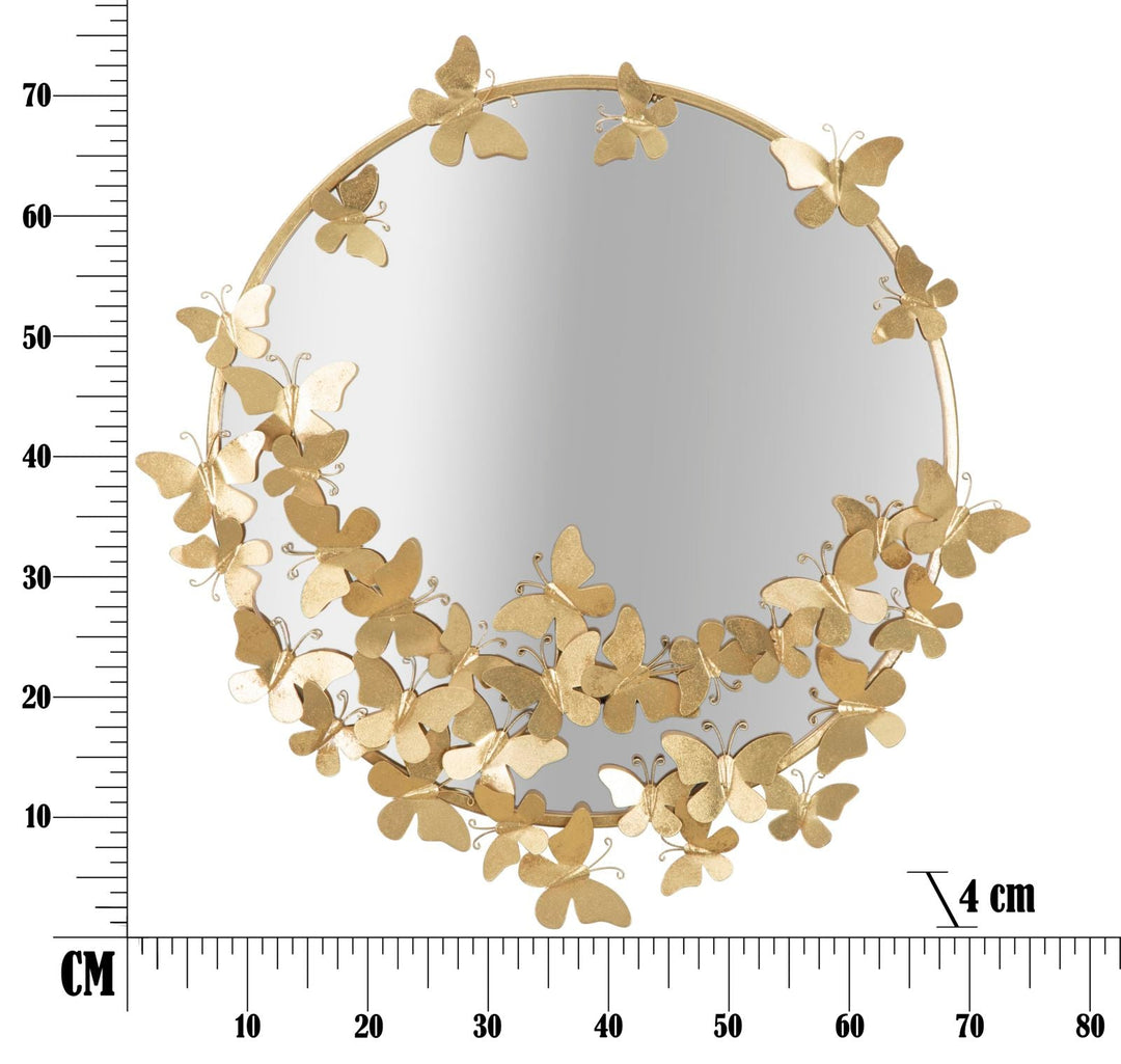 Gold Metall Schmetterling Runde Wandspiegel