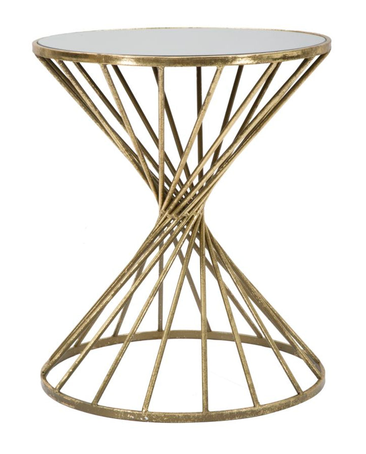 Geometrisches Tischchen aus Metall und Glas Gold