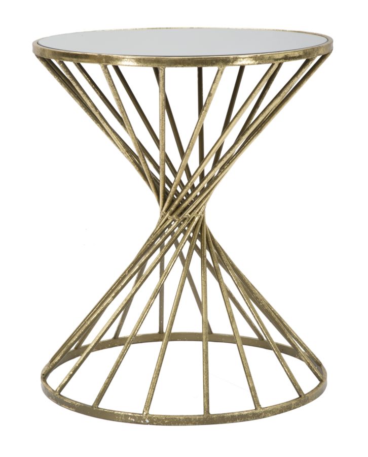 Geometrisches Tischchen aus Metall und Glas Gold