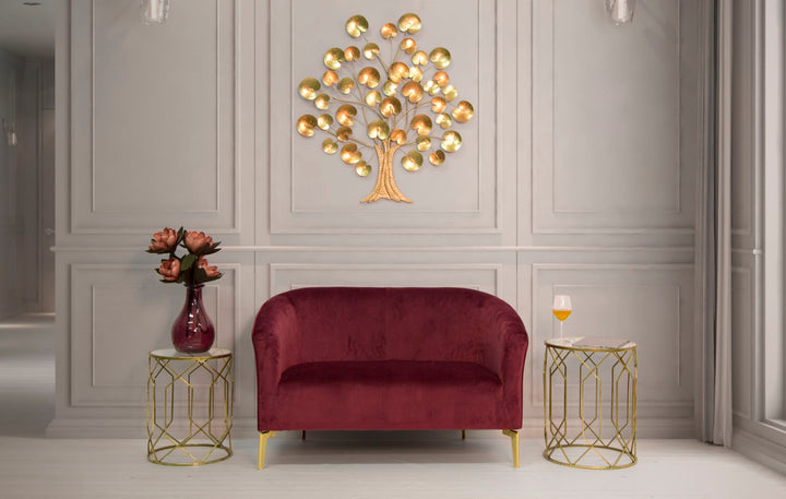 Geometrischer kleiner Tisch aus Metall und Glas Gold 2er-Set