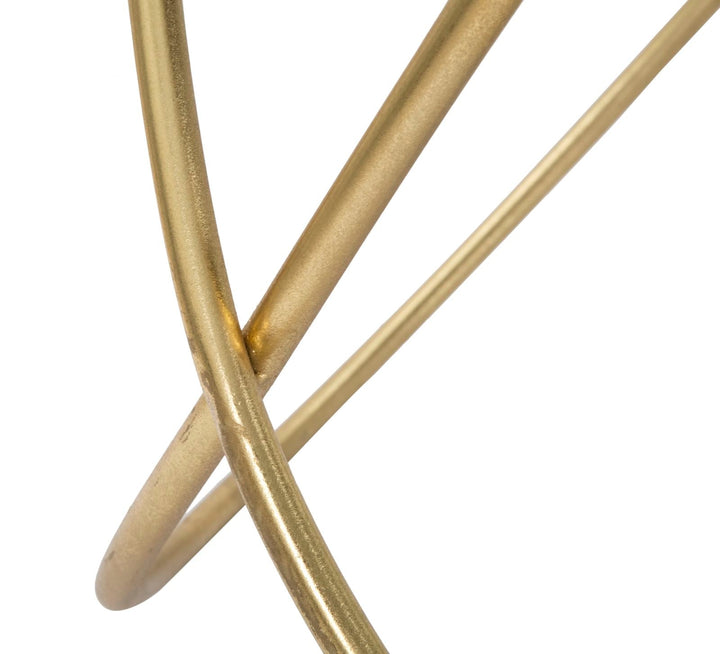 Kleiner Tisch aus Metall und Glas in Gold und Schwarz