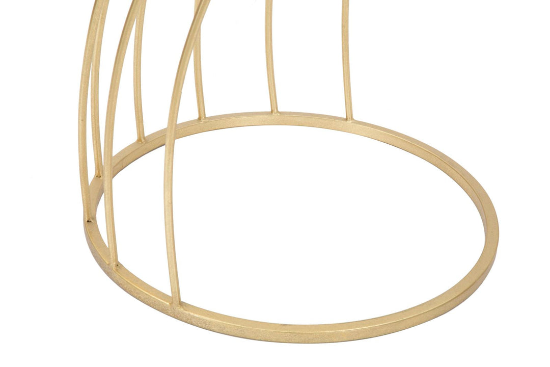 Geometrischer kleiner Tisch aus Metall und Glas in Gold und Schwarz