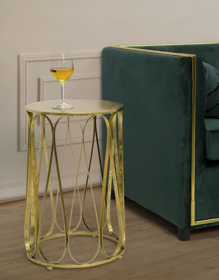 Geometrisches Tischchen aus Metall und Glas Gold