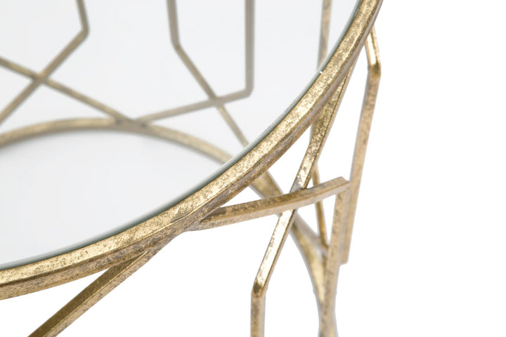 Geometrischer kleiner Tisch aus Metall und Glas Gold 2er-Set