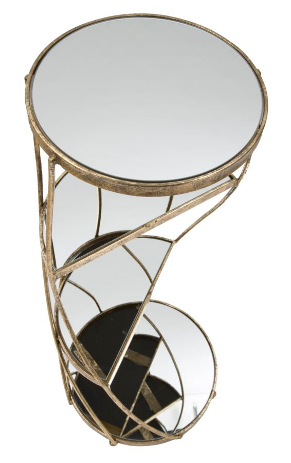Geometrisches Tischchen aus Metall und Glas Gold mit 2 Ablagen