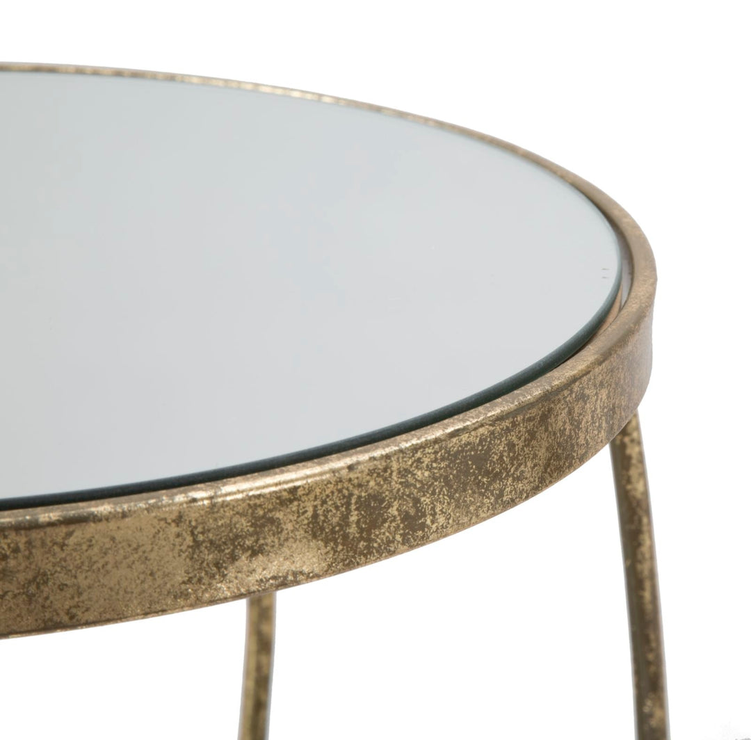 Geometrisches Tischchen aus Metall und Glas Gold mit 2 Ablagen