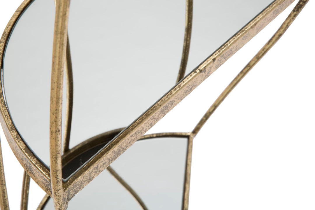 Geometrisches Tischchen aus Metall und Glas Gold mit 2 Ablagen