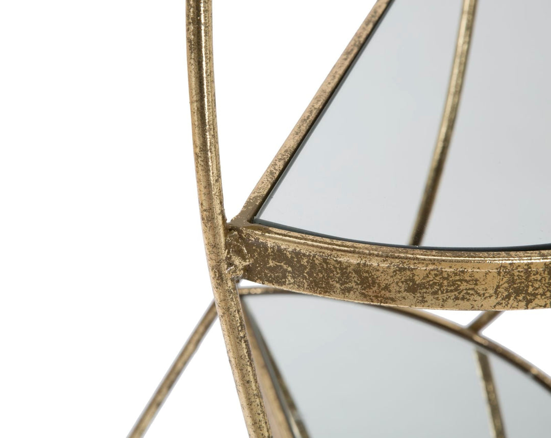 Geometrisches Tischchen aus Metall und Glas Gold mit 2 Ablagen