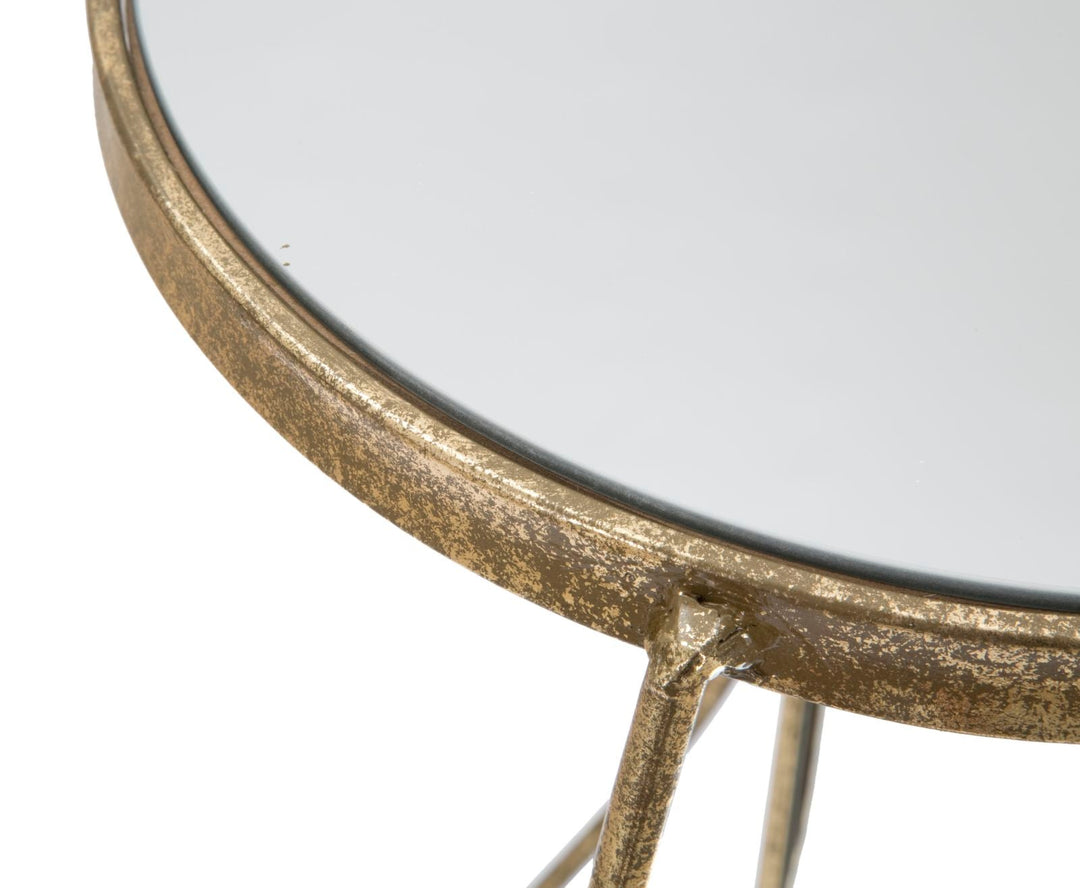 Geometrisches Tischchen aus Metall und Glas Gold mit 2 Ablagen
