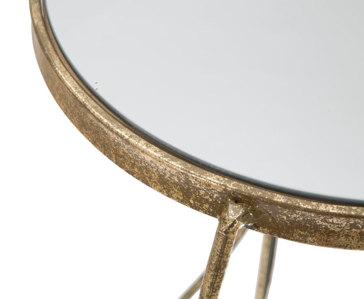Geometrisches Tischchen aus Metall und Glas Gold mit 2 Ablagen