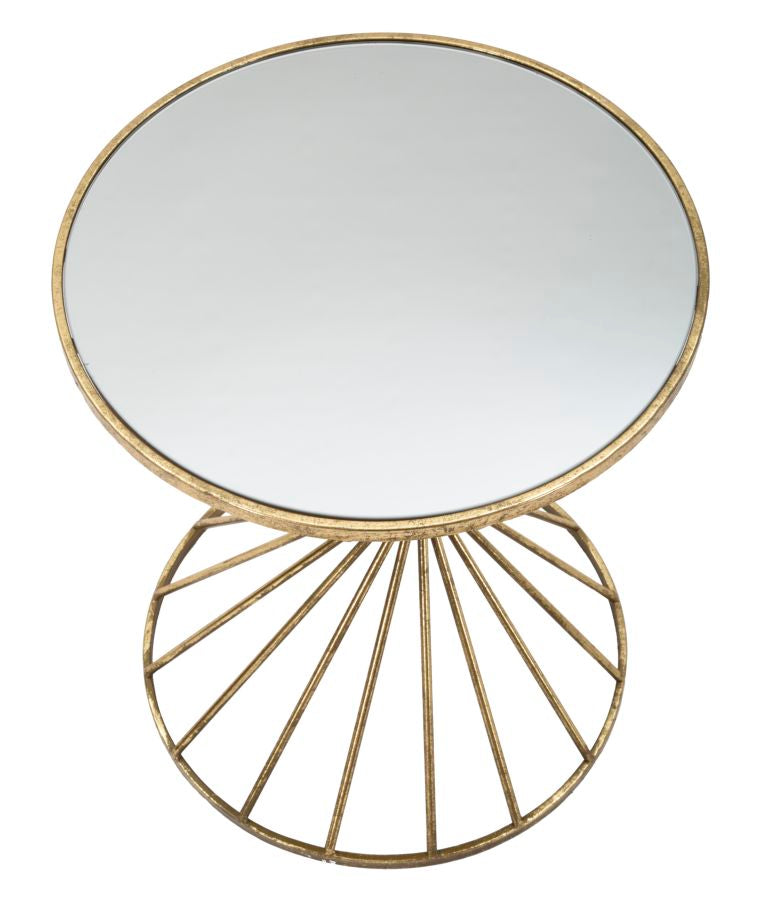 Geometrisches Tischchen aus Metall und Glas Gold