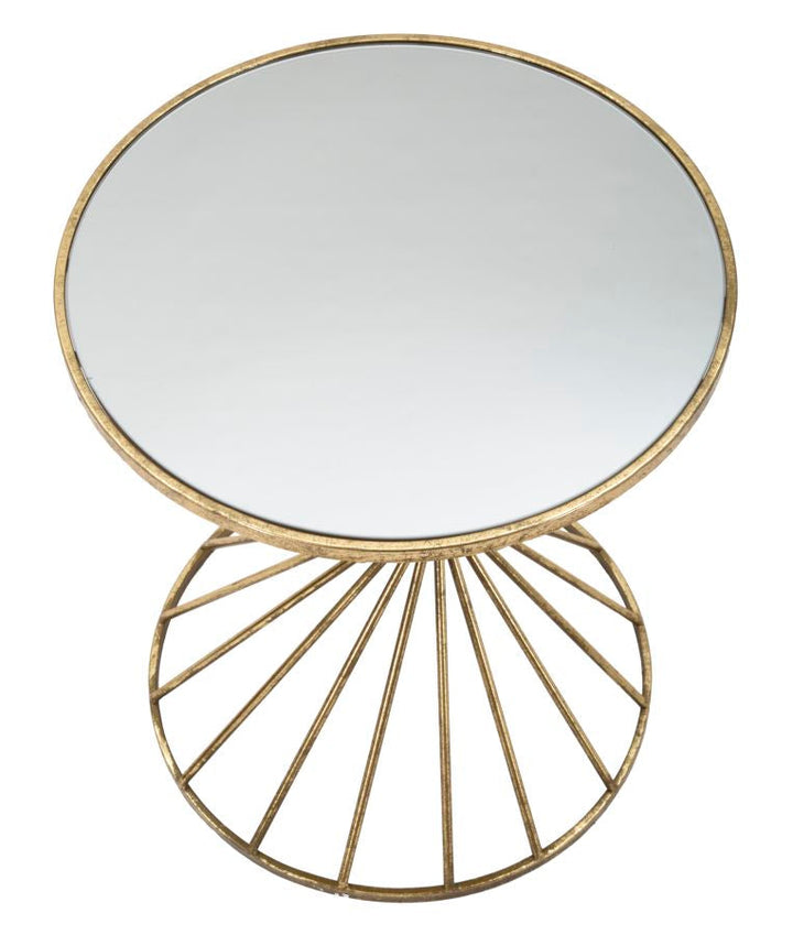 Geometrisches Tischchen aus Metall und Glas Gold