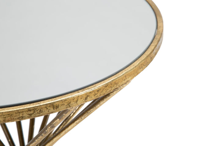Geometrisches Tischchen aus Metall und Glas Gold