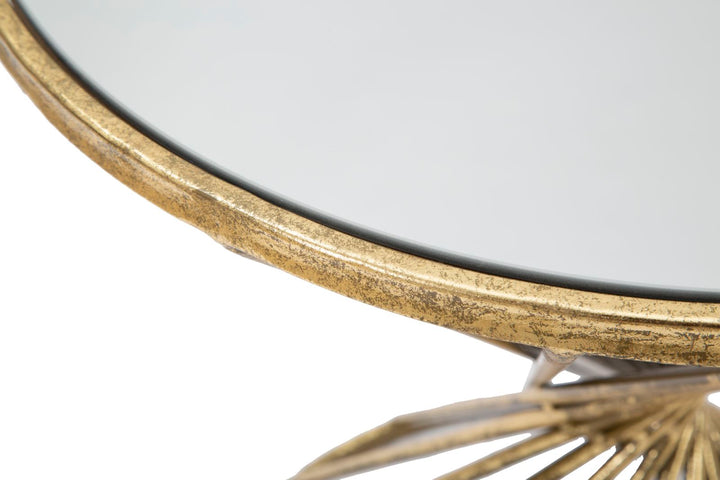 Geometrisches Tischchen aus Metall und Glas Gold