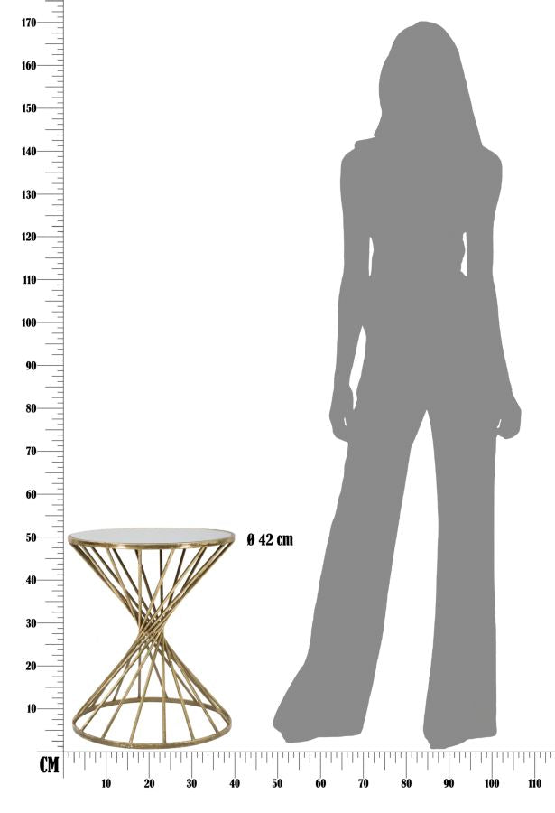 Geometrisches Tischchen aus Metall und Glas Gold