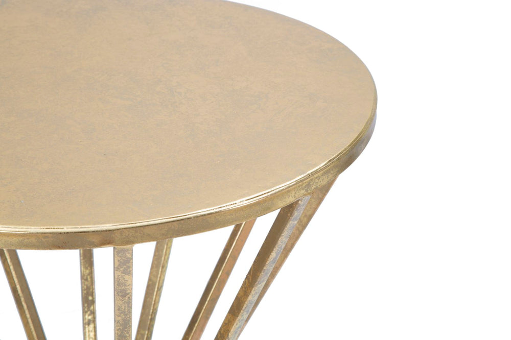Geometrisches Tischchen aus Metall und Glas Gold