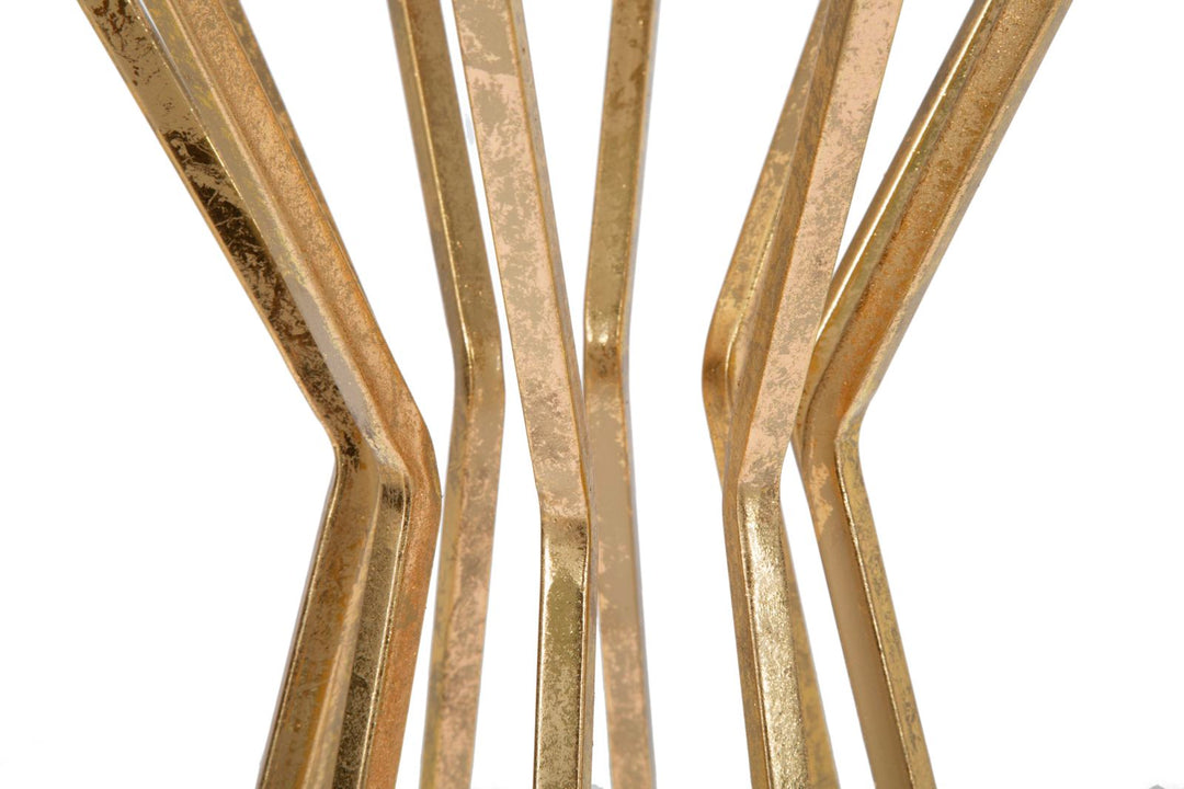 Geometrisches Tischchen aus Metall und Glas Gold