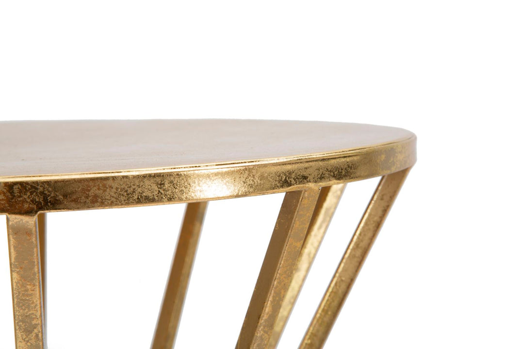 Geometrisches Tischchen aus Metall und Glas Gold