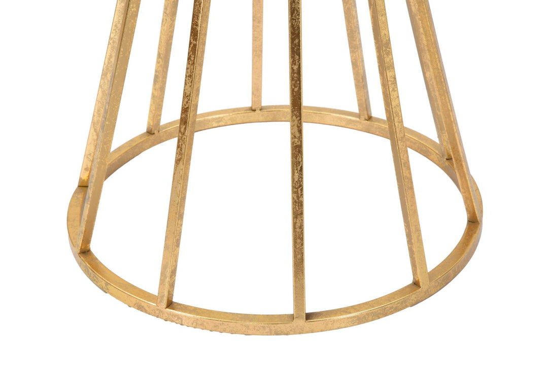 Geometrisches Tischchen aus Metall und Glas Gold