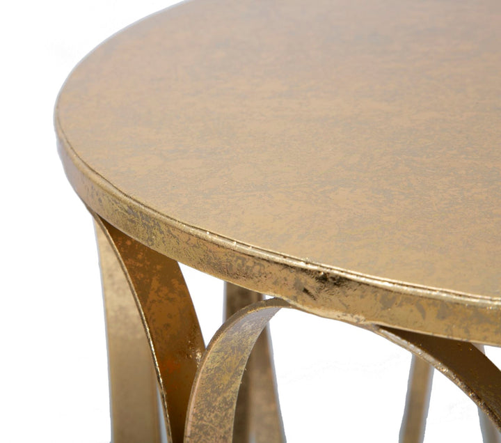 Geometrisches Tischchen aus Metall und Glas Gold