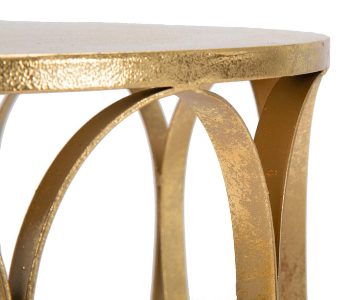 Geometrisches Tischchen aus Metall und Glas Gold