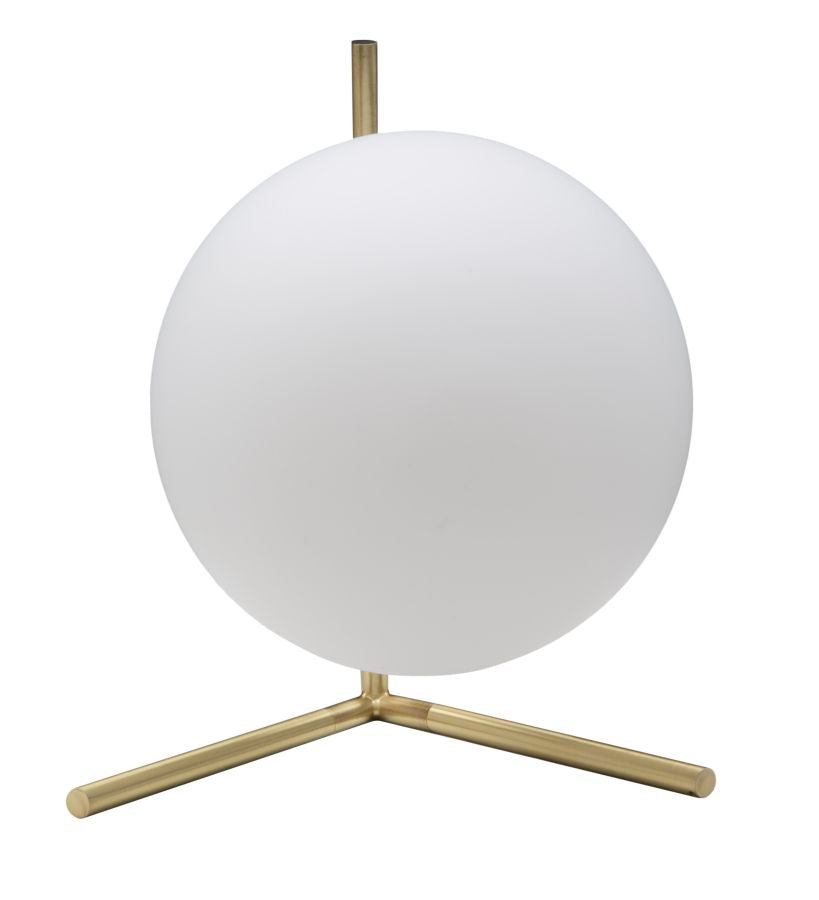 Goldfarbene Metall-Tischlampe mit kugelförmiger Fassung