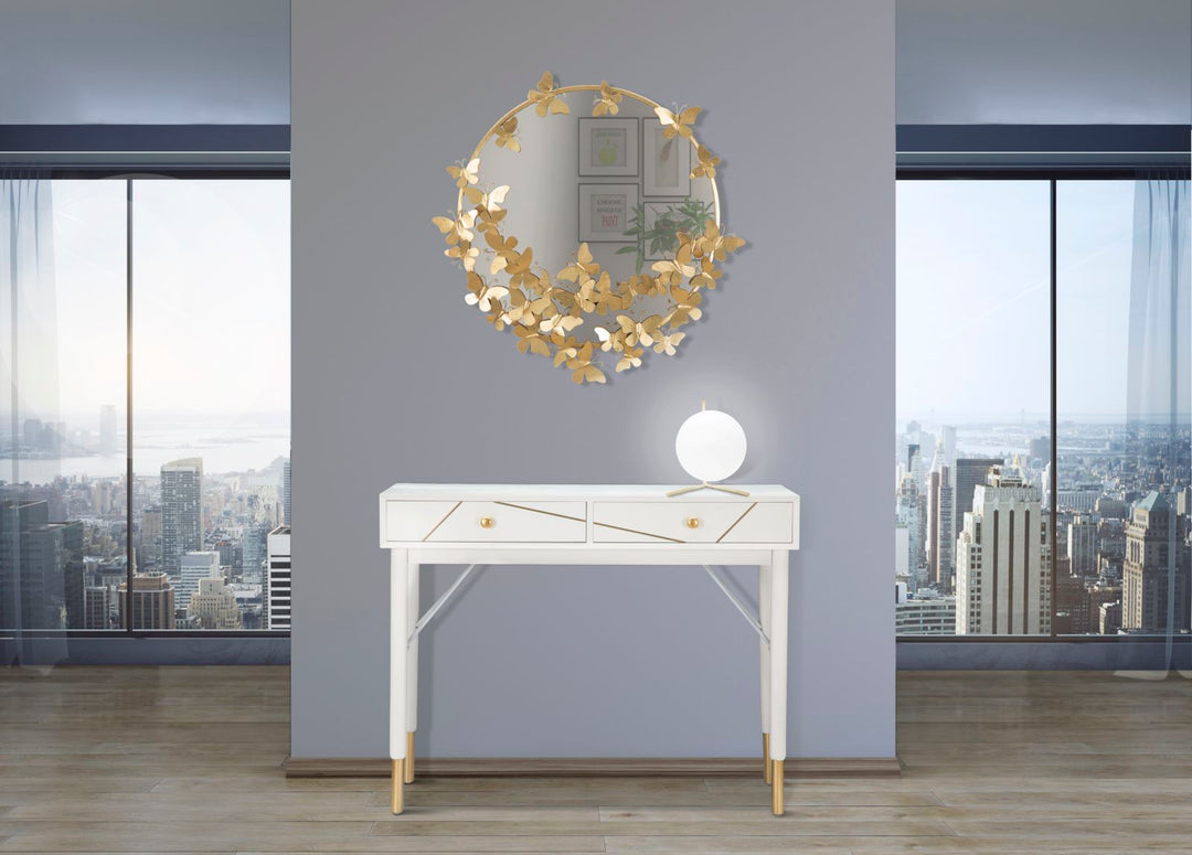 Gold Metall Schmetterling Runde Wandspiegel