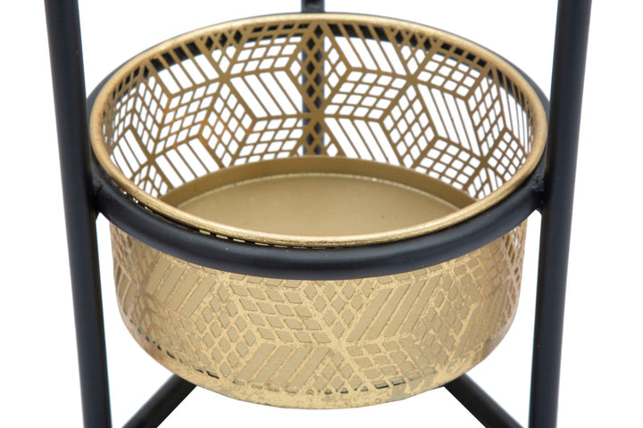 Goldfarbene Pflanzenvase mit schwarzem Metallrahmen 2er Set