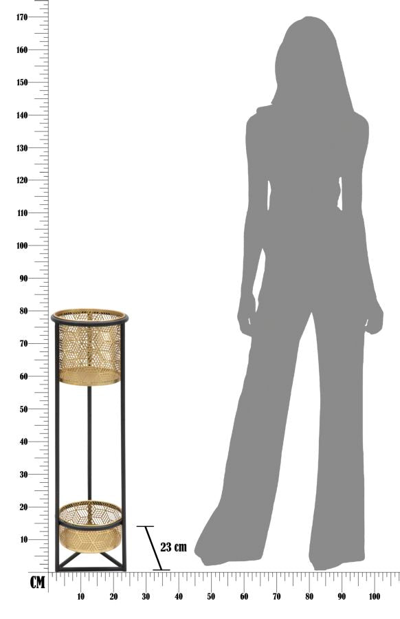 Goldfarbene Pflanzenvase mit schwarzem Metallrahmen 2er Set