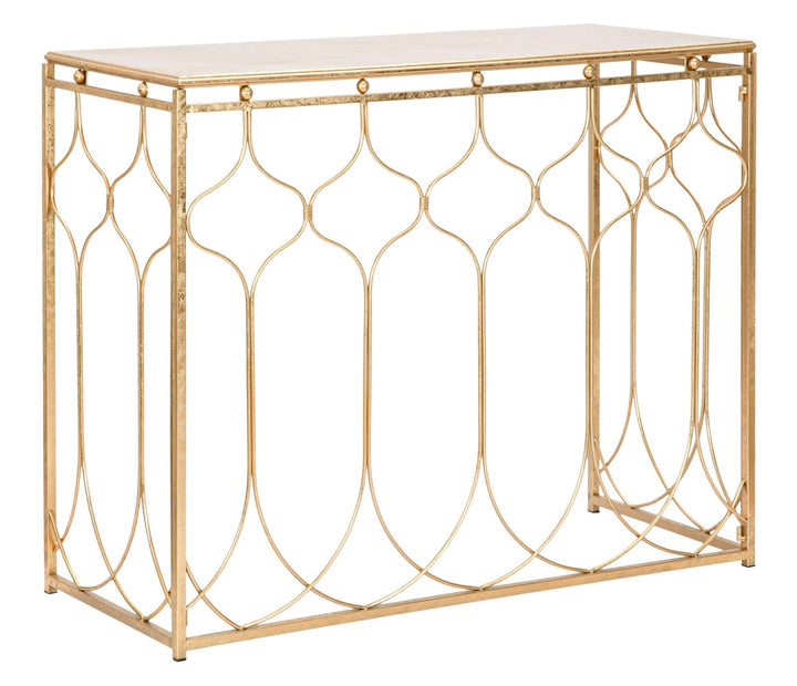 Geometrischer Konsolentisch in Gold mit rechteckiger Form