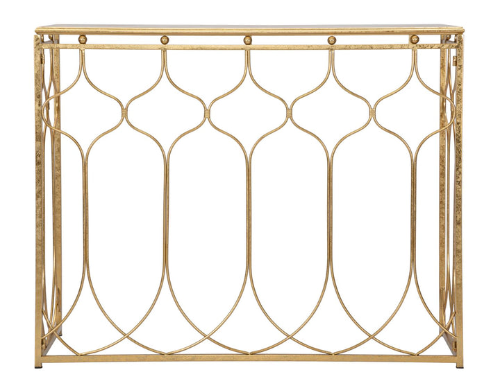 Geometrischer Konsolentisch in Gold mit rechteckiger Form