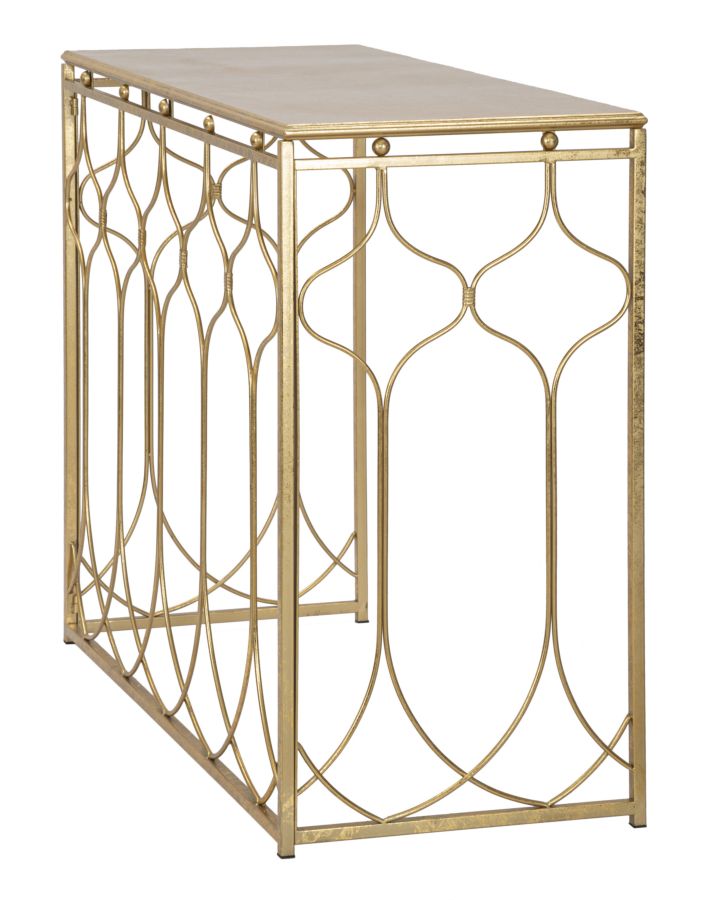 Geometrischer Konsolentisch in Gold mit rechteckiger Form
