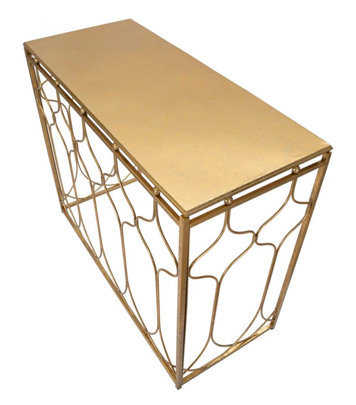 Geometrischer Konsolentisch in Gold mit rechteckiger Form