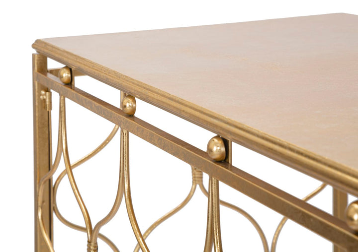 Geometrischer Konsolentisch in Gold mit rechteckiger Form