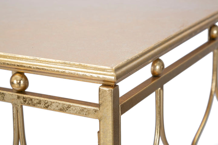 Geometrischer Konsolentisch in Gold mit rechteckiger Form