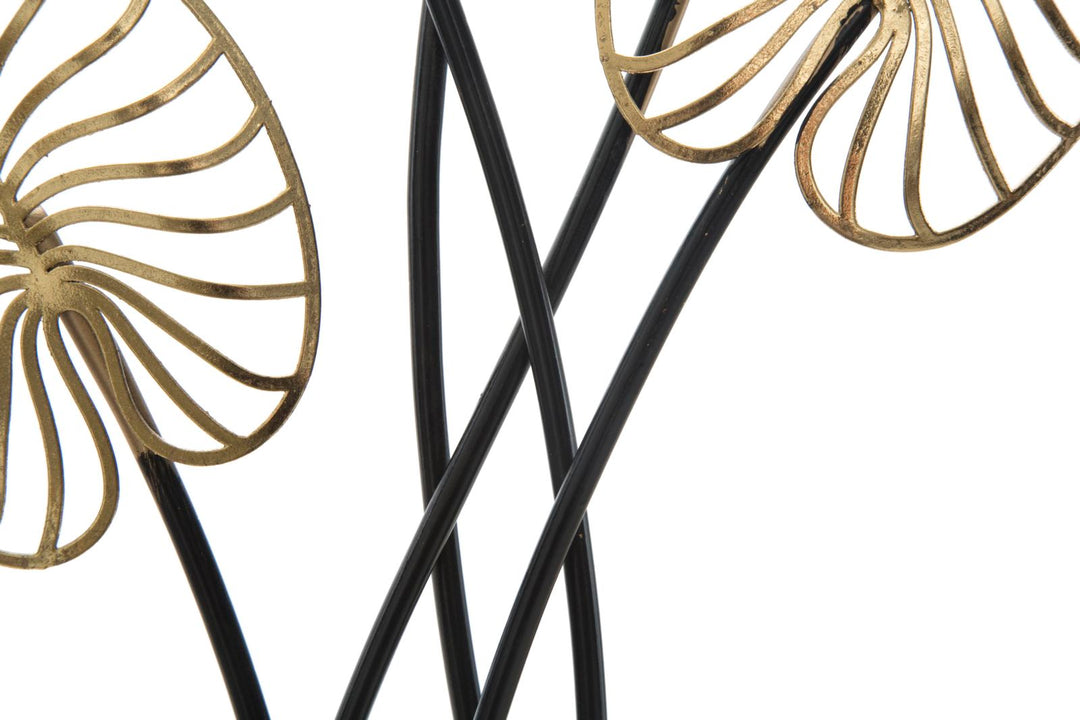Gold & Schwarz Metall Palm Leaf Wanddekoration (Moderne Skulptur)