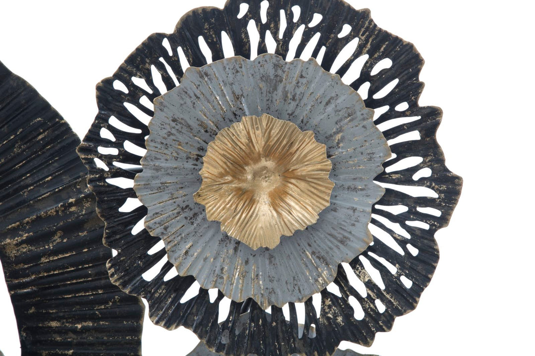 Gold & Schwarz & Grau Florale Wanddekoration