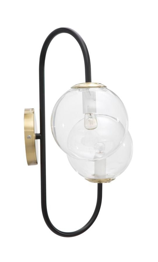 Gold und Schwarz Metall Wandlampe mit 2 Glühbirnen