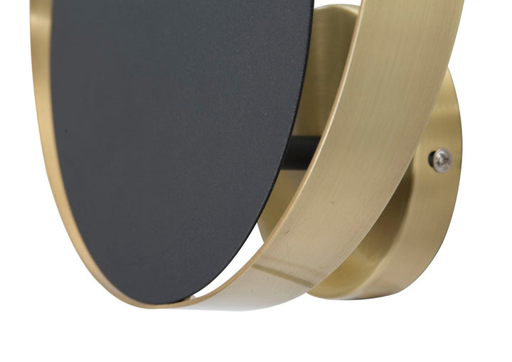 Geometrische runde Wandleuchte aus Metall in Gold und Schwarz