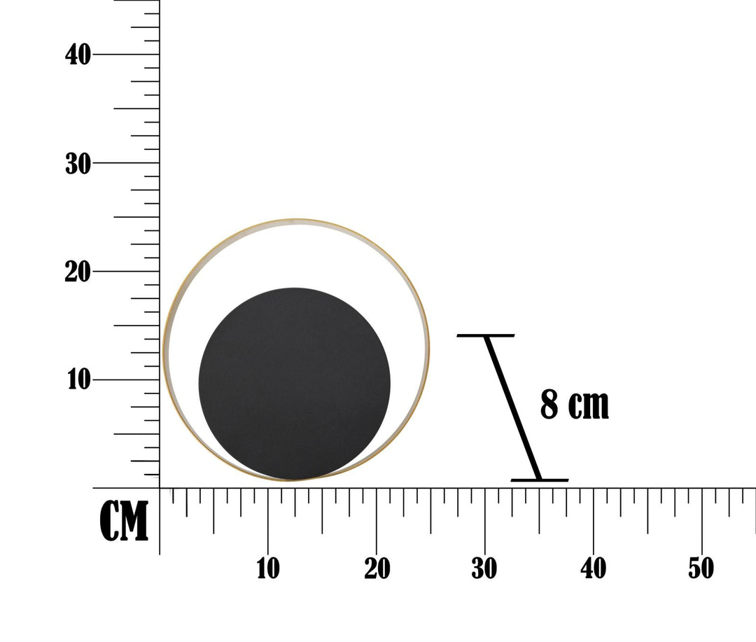 Geometrische runde Wandleuchte aus Metall in Gold und Schwarz