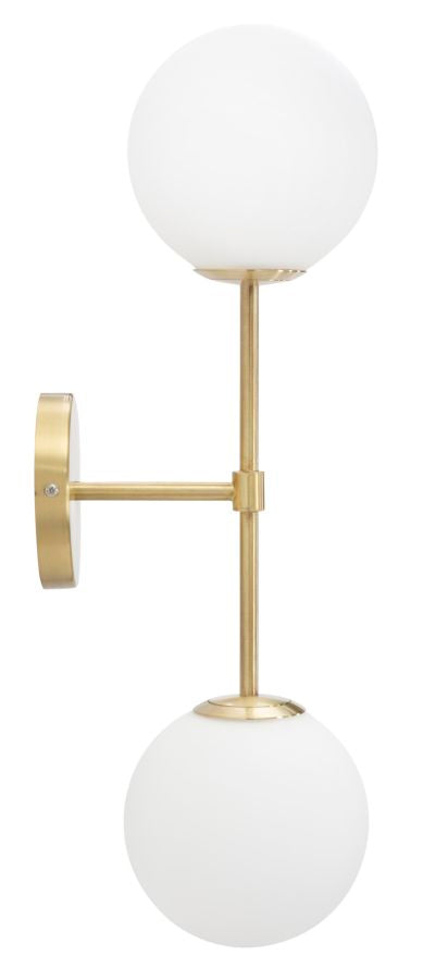 Goldfarbene Metall-Wandleuchte mit 2 Glühbirnen