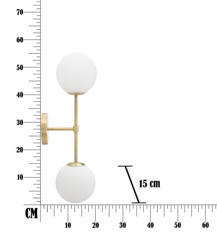 Goldfarbene Metall-Wandleuchte mit 2 Glühbirnen