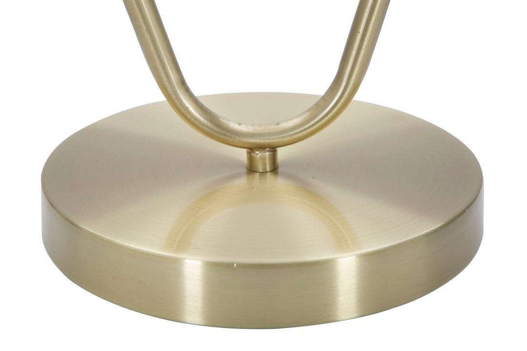 Goldfarbene tropfenförmige Tischlampe aus Metall