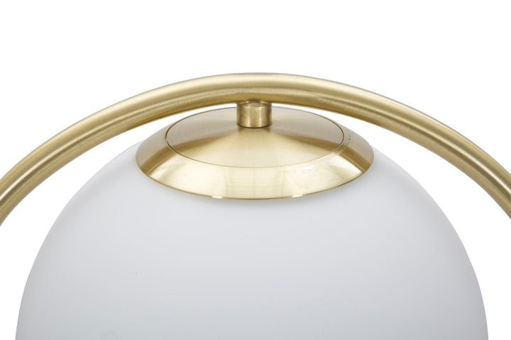 Goldfarbene tropfenförmige Tischlampe aus Metall