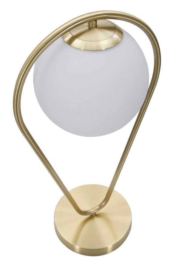 Goldfarbene tropfenförmige Tischlampe aus Metall
