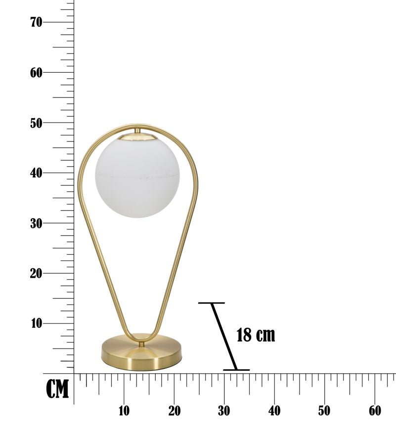 Goldfarbene tropfenförmige Tischlampe aus Metall